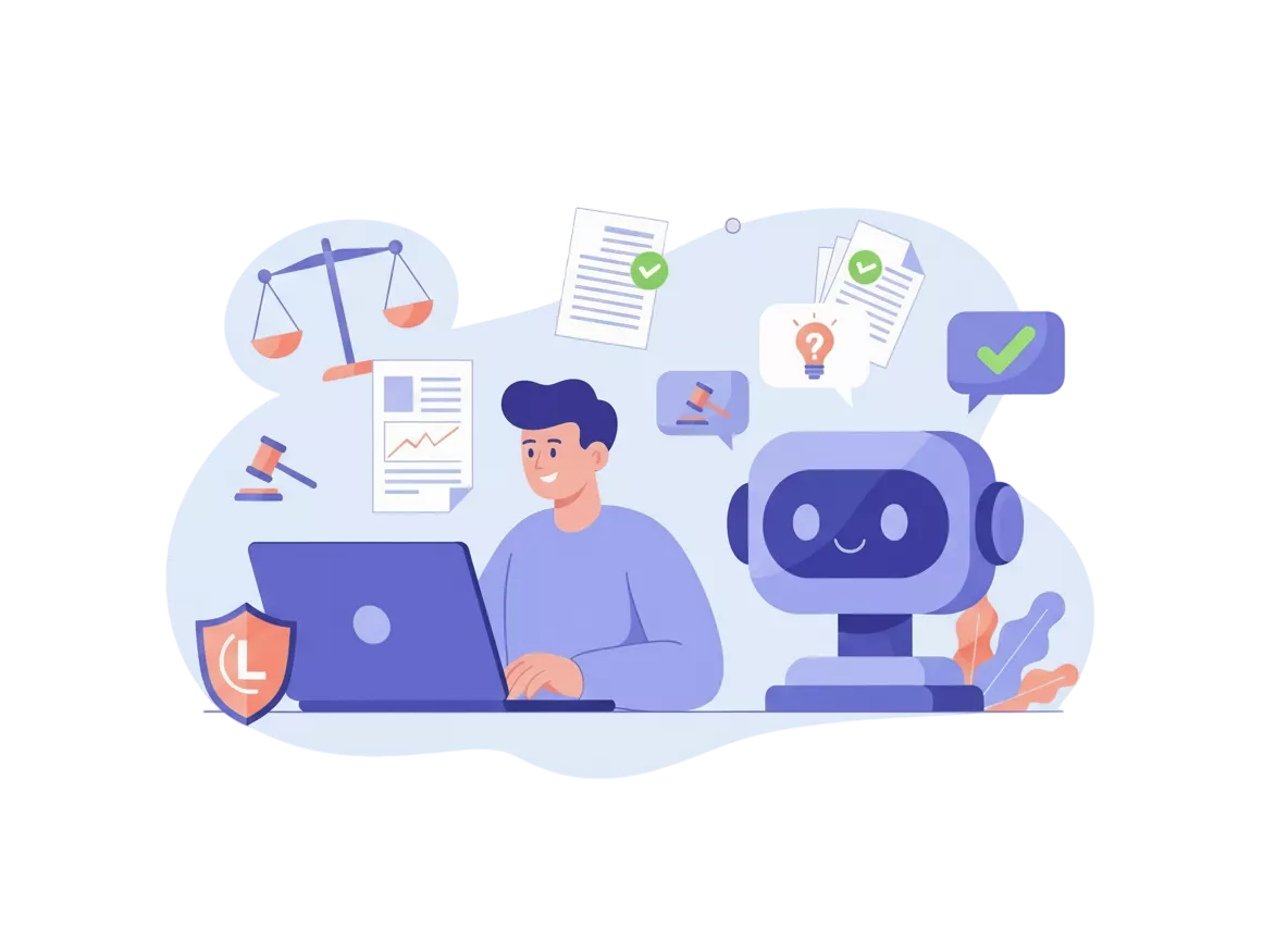 un consommateur accompagné par un chatbot d’assistance juridique